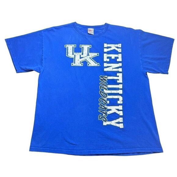 Vintage Kentucky Wildcats T Shirt Mens XL Blue Y2K NCAA Sec Basketball Football - Picture 1 of 10